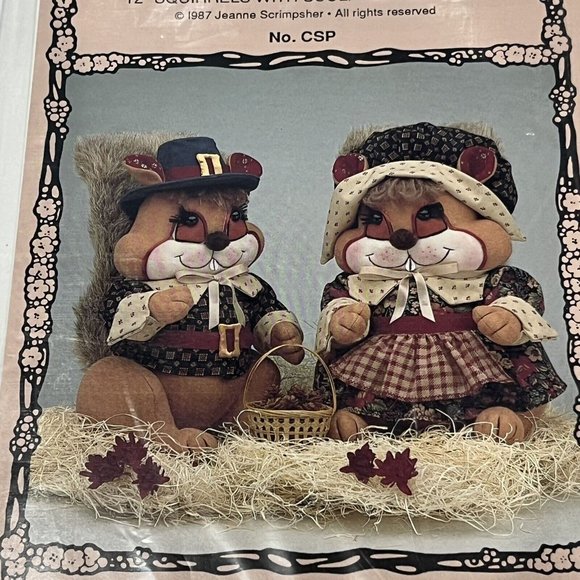 Four Holiday Animal Angel Cloth Doll Patterns Uncut Frog Squirrel Halloween Cat - Picture 14 of 16